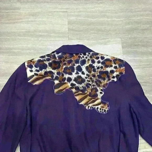 Silk Blend Vintage Purple Jaguar 1980s Style Jacket Stephanie by Suzelle - Picture 7 of 10